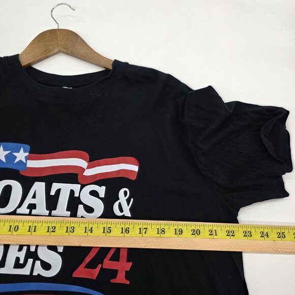Boats & Hoes '24 Graphic T-Shirt Black Step Brothers Mens Size L Funny Patriotic - Picture 9 of 10